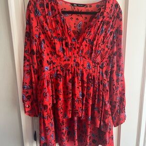 Zara floral red/orange dress
